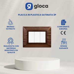 Placca Interruttore a Muro Gloca a 3 Vie, Design Moderno in Plastica, Facile Installazione, Set da 3 Pezzi - Product Image 2