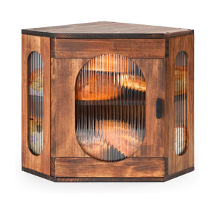 Caja de pan de madera Dinghong de 3 niveles, almacenamiento de escritorio de madera maciza para panadería, postres y pasteles - Product Image 1