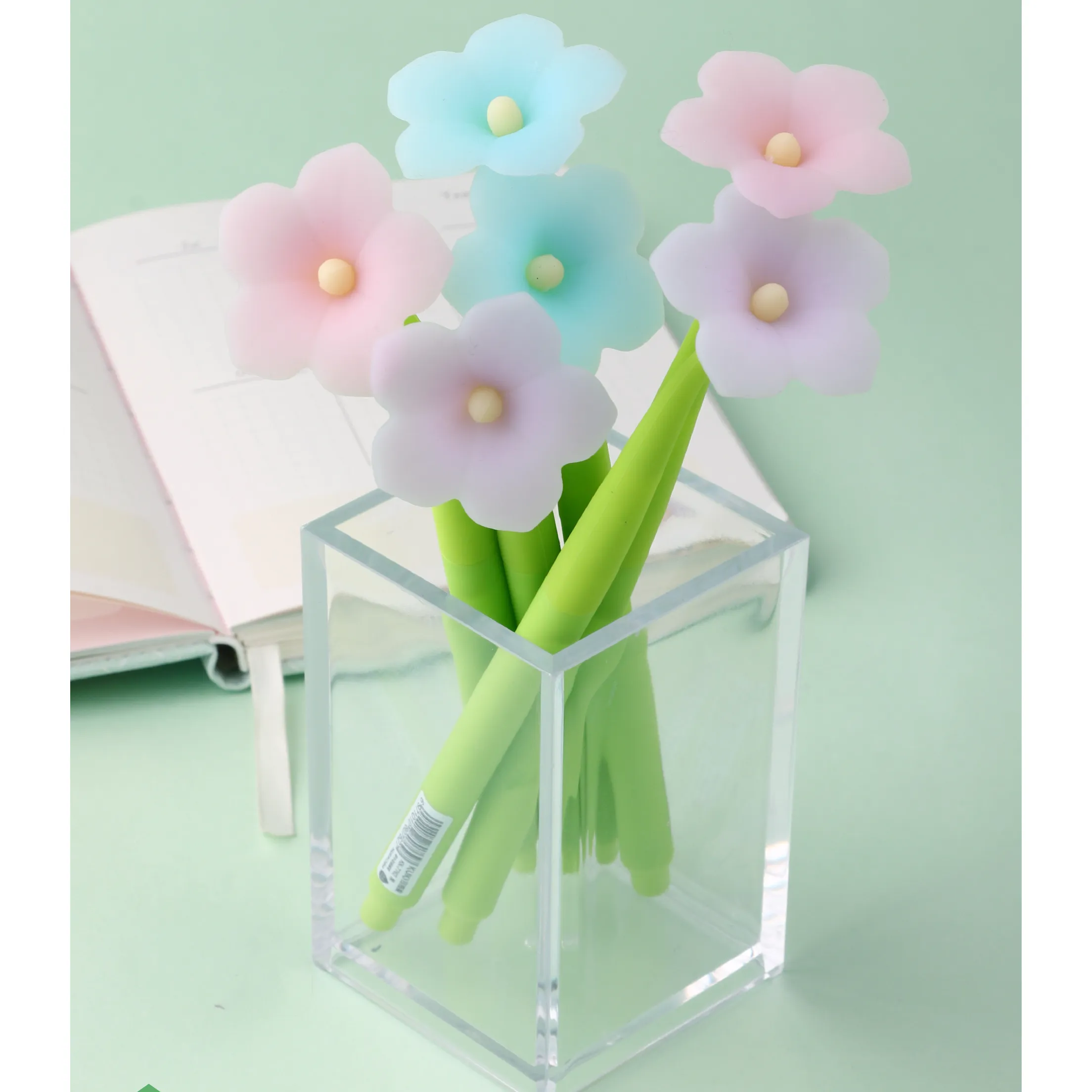 Mooie Custom Bloem Ontwerp Pen Meisje Gift Pvc Zachte Lijm Morning Glory Schudden Gel Pen Voor Promotionele Pen