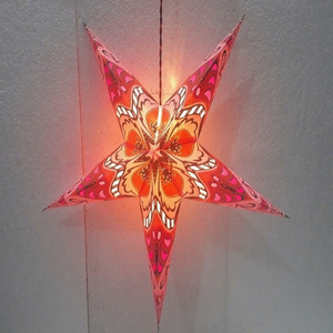 Décoration d'intérieur populaire : Lampes étoiles en papier imprimé à 5 branches, lanternes suspendues de 60 cm pour Noël, fournisseur en gros d'Inde - Product Image 1