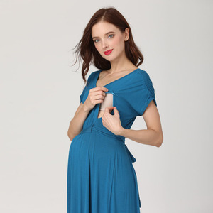 Maternidad Maxi vestido cremallera lactancia mujeres vestidos largos mujeres embarazadas vestidos <span class=keywords><strong>de</strong></span> <span class=keywords><strong>fiesta</strong></span> <span class=keywords><strong>ropa</strong></span> <span class=keywords><strong>de</strong></span> lactancia tela elástica suave - Product Image 4