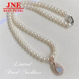 Regalo per la Festa della <span class=keywords><strong>Mamma</strong></span>: Collana con 6 Perle d'Acqua Dolce Naturali e Ciondolo in Opale Naturale 6-8 mm per Regalare alla <span class=keywords><strong>Mamma</strong></span> - Product Image 2