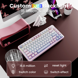 EWEADN GS75 75% personalizado pequeño portátil inalámbrico de baja latencia Teclado mecánico para juegos y oficina para Windows portátil - Product Image 4