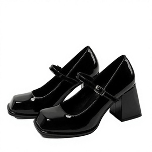 Zapatos de Tacón Alto Negros Simples para Mujer, Nuevos, Cuadrados, Gruesos, Elegantes, Retro, Estilo Mary Jane, Diseño Personalizado, Correa con Hebilla, Tendencia de Moda de Primavera - Product Image 3