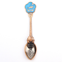 Cuillère à café plaquée cuivre or antique Cuillère souvenir touristique en métal émail avec logo personnalisé