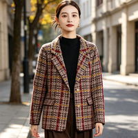 Pull-over ample à carreaux pour femme, nouvelle collection automne, coupe ajustée, manches longues