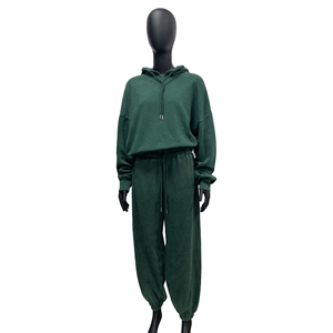 Ensemble de survêtement pour femme 2 pièces Y2K en polyester/coton lavé écologique, pantalon cargo et sweat à capuche en molleton pleine longueur - Product Image 2