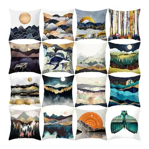 China's top supplier Custom Decorative Printed Square Throw Pillow Case Couch Sofa Green Plant Landscape Cushion Pillow Covers