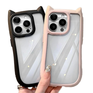 Dễ Thương Mèo Tai Hình 3D Rõ Ràng Chống Sốc TPU Điện Thoại Bìa Đối Với <span class=keywords><strong>iPhone</strong></span> 16 Pro Max 15 14 13 12 11 - Product Image 1