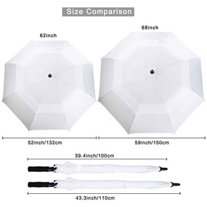 Heavy Duty Custom 68-Inch Oversize Windproof Automatic Iron <b>Frame</b> Golf Umbrella Solid Color Pure White Double Layer for Business - Product Image 6