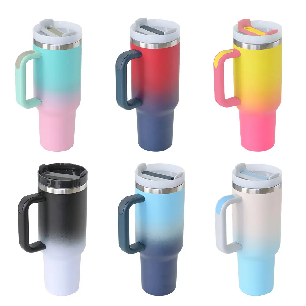 Custom Adventure Quencher H2.0 gradient double wall insulated travels mug 40 oz tumbler cup 40oz with handle