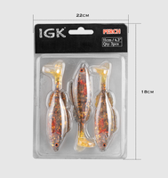 Lot de 3 leurres souples 3D réalistes de 120 mm et 15 g pour la pêche en eau salée, leurres nageurs à queue de pagaie pour montage Texas, appâts coulants pour le black-bass