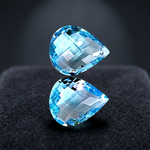 Topacio Azul Cielo Natural Hecho a Mano al por Mayor, 12x16mm, Corte Facetado en Forma de Pera, Piedras Preciosas Sueltas, Certificado por Terceros para Joyería - Product Image 4