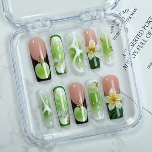 Haute qualité 3D fleur à la main <span class=keywords><strong>ongles</strong></span> artificiels Art amovible presse-sur <span class=keywords><strong>faux</strong></span> <span class=keywords><strong>ongles</strong></span> motif carré <span class=keywords><strong>pour</strong></span> doigt en gros - Product Image 5