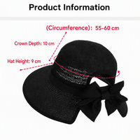 Topi Jerami Wanita Musim Semi Musim Panas Bergaya, Pinggiran Lebar, Pita, Dapat Disesuaikan, Pelindung Matahari, Sejuk, Bernapas, Liburan Pantai