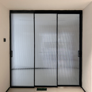 Porte d'ingresso anteriori per case, scorrevoli, per pergolati, in acciaio, alluminio, vetro, senza binari, senza telaio - Product Image 4