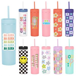 New Pp Plastic Straight Creative Fashion Pattern Can Print Logo Simple Water Cup for Gym and Outdoor Activities - Product Image 1