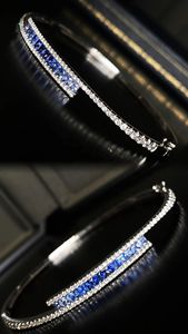 Xinfly Luxury Sapphire Natural Diamond Square & Round Cut 18k Pure Gold <b>Bangle</b> <b>Bracelet</b> - Product Image 4