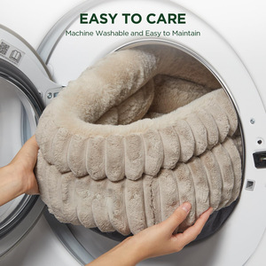 Washable-Round <strong>Rabbit</strong> Hair Surface Indoor Round Dog <strong>Bed</strong> Custom Logo &amp; Material Vertical <strong>Rabbit</strong> Plush Round Pet <strong>Bed</strong> With Cushion - Product Image 6