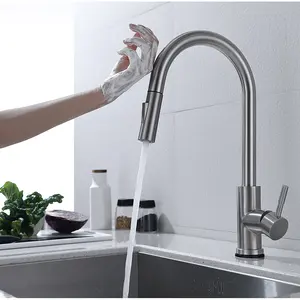 AMAXO Solid Brass 4 Way Water Faucets Kitchen Sink Tap Water Mixer Chrome Kitchen Faucets