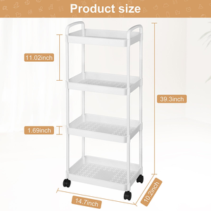 3/4 Tier Wheeled Trolley Organizer Multi-Layer Household Storage Rack for Living Room Kitchen Bookshelf Mobile Snack Storage - Product Image 2