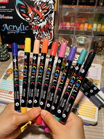 Marqueur acrylique double-tête bicolore pour enfants, stylo acrylique pour peinture sur chaussures blanches, stylo élégant, marqueur artistique spécial étudiant
