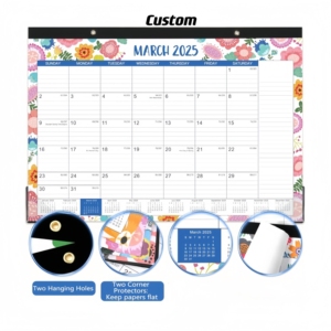 OEM Yuhe Custom Logo Large Hanging Calendars 17*12'' Wall Calendar Printing in A4 A3 A2 Sizes for Clock Photo Frame Promotions