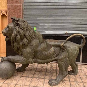 Famiglia all'aperto giardino decorativo colata di rame in metallo animale a grandezza naturale in ottone statua leone scultura in bronzo - Product Image 6