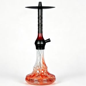 Chicha Moderne Mini en Verre avec Design Givré Rouge et Transparent, Type Droit, 1 Tuyau - Product Image 2