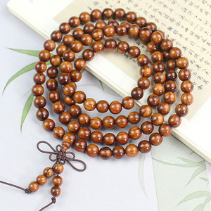 Indonesian Rosewood <b>Bracelet</b> 8mm 108 Beads Round Ethnic Style Unisex Everyday Wear Cultural Collectible Jewelry - Product Image 4