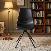 Chaise de salle à manger en cuir PU style Mid-Century Modern avec assise décorative matelassée, chaise d'appoint pour cuisine, salon, bistrot