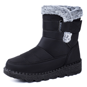 Bottes d'hiver imperméables pour femmes OEM ODM, doublure en fausse fourrure épaisse, sangle latérale réglable, semelle en caoutchouc antidérapante, tige en PU coupe-vent - Product Image 5