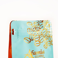 Pochette debout biodégradable à fermeture éclair avec impression personnalisée mini sac carré en mylar en feuille d'aluminium pour thé et café en poudre en plastique de qualité alimentaire