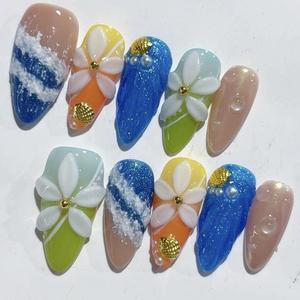 10 Uds. <span class=keywords><strong>de</strong></span> Uñas Postizas <span class=keywords><strong>de</strong></span> Gel Pintadas a Mano al por Mayor, Colores Variados, <span class=keywords><strong>las</strong></span> Más Vendidas, Hermosas, <span class=keywords><strong>de</strong></span> Lujo, Personalizadas y Hechas a Mano - Product Image 4