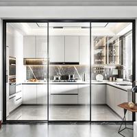 Panel Deslizante de Vidrio Ultra Delgado sin Marco, Impermeable e Insonorizado para Cocina, Balcón, Separación de Ambientes Interiores
