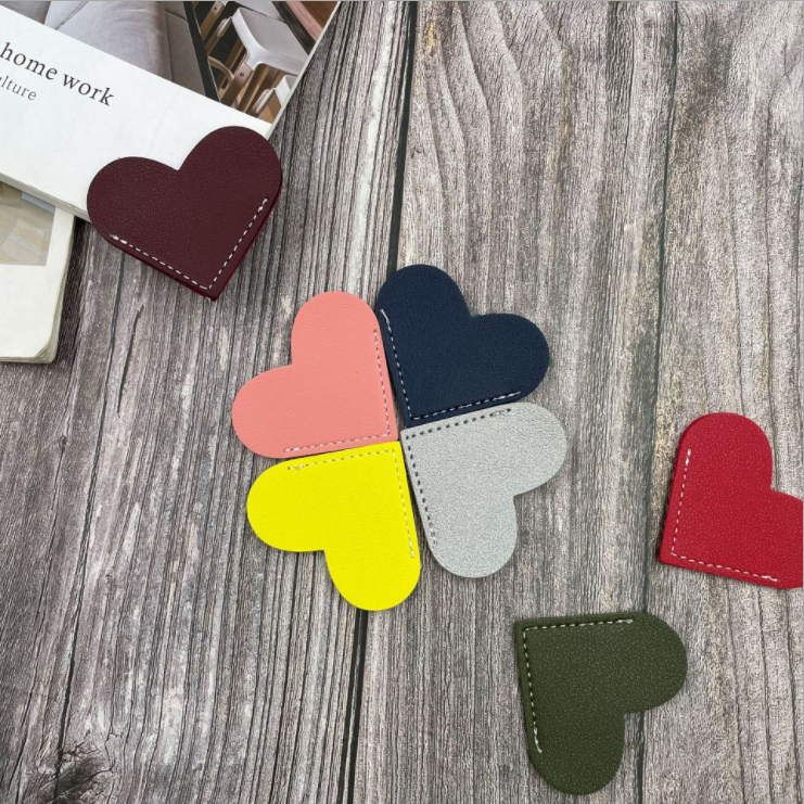 6 Pcs Warm Color Heart Bookmarks – Cute Leather Bookmarks For Books, Gifts For Readers - View #9