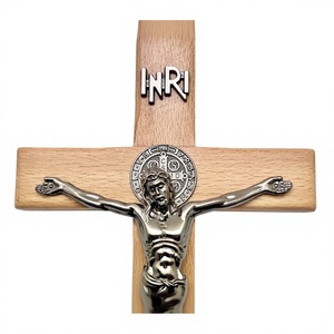 Crucifijo cruz de madera Jesús colgando religioso inspirador INRI - Product Image 4