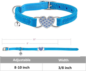 Collar para Gato NiBao de Alta Calidad con Corazón Brillante, Ajustable, con Correa de Seguridad y Cascabel - Product Image 4
