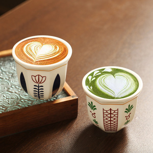 Wholesale of Hot-Selling Middle Eastern Teacup <b>Latte</b> Art Hand-Held Espresso <b>Cups</b> 180ml Cappuccino Ceramic <b>Cups</b> - Product Image 2