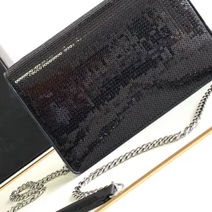 Schwarze Perlenmode Design Über den Körper lange Kette Schulterband Damentaschen Gepäck Reisetaschen Handtasche Damenluxustaschen