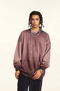 Yingling Vintage Acid Wash <b>Men</b> <b>Sweatshirt</b> Hoodie Custom Heavy Weight 380G Round Collar 100% Cotton Custom Logo <b>Sweatshirt</b> - Product Image 5