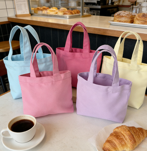 Bolsa de almuerzo portátil de lona de color sólido, bolso pequeño y sencillo, bolso de almacenamiento reutilizable, bolsa de compras - Product Image 6