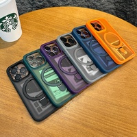 Coque Arrière avec Protection d'Objectif et Support Métallique, Étui de Téléphone à Recharge Magnétique pour iPhone 17 17 Pro 16 16 Pro Max
