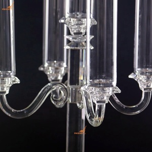 5 cánh tay <span class=keywords><strong>Glass</strong></span> Hurricane ống tinh thể nến trung tâm đám cưới - Product Image 4