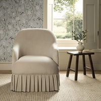 Fauteuils d'appoint rembourrés rayés blancs et rouges de style vintage français pour salon, chambre à coucher, fauteuil à jupe, chaise de coiffeuse à vendre