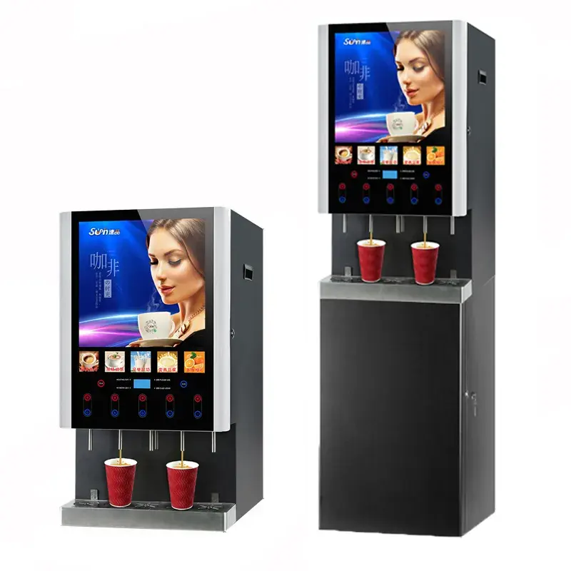 Kommerzieller voll automatischer Smart-Kaffee automat für Sofort getränke mit LED-Licht-Werbe box