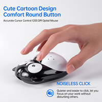 Souris sans fil optique mini 2,4 GHz à motif de dessin animé, double connectivité USB-A/Type-C, clic silencieux, rechargeable, 1200 DPI, multi-appareils, en stock