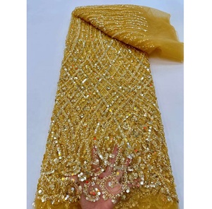 Vente directe, prix raisonnable, dentelle nigériane avec paillettes et perles, motifs <span class=keywords><strong>Aso</strong></span> <span class=keywords><strong>Oke</strong></span> pour les femmes nigérianes, vêtements de fête - Product Image 2