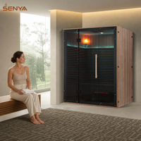 Ruang Sauna Inframerah Jauh Hemlock Wood, Sauna Kering Dalam Ruangan untuk 1-2 Orang dengan Lampu LED & Panel Kontrol, Ukuran Kustom Didukung