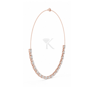 Collar de tenis East West con diamantes ovalados, oro macizo de 14K, cadena con racimo floral, diamantes cultivados en laboratorio, joyería fina para uso diario - Product Image 6